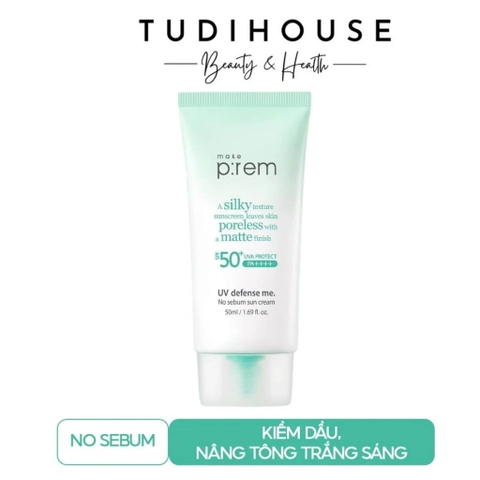 Kem Chống Nắng Make Prem UV Defense Me No Sebum Sun Cream SPF50+ PA++++ 50ml (XANH LÁ)