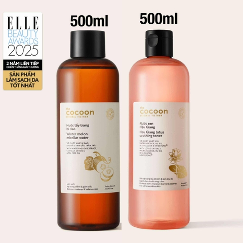 Combo tẩy trang bí đao 500ml & nước sen Hậu Giang 500ml