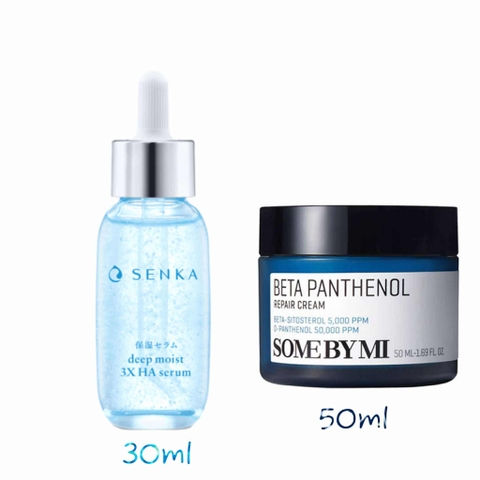 Combo Serum Senka Deep Moist 3X HA  30ml và kem dưỡng Some By Mi Beta Panthenol 50ml