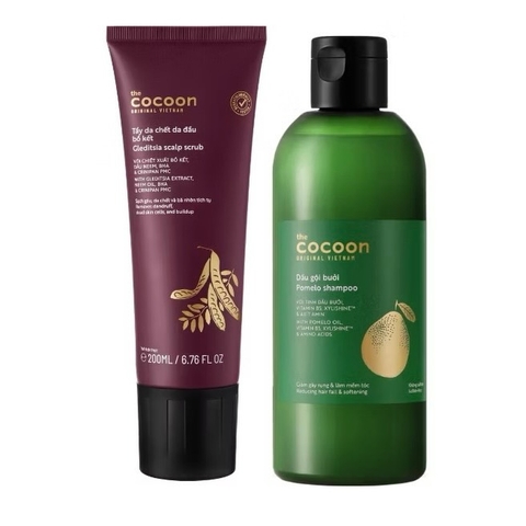 Combo Dầu gội bưởi 310ml + Tẩy da chết da đầu bồ kết Cocoon 200ml