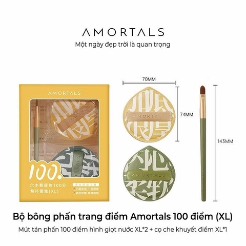 Set 2 bông mút Amortals ( size XL) + cọ che khuyết điểm