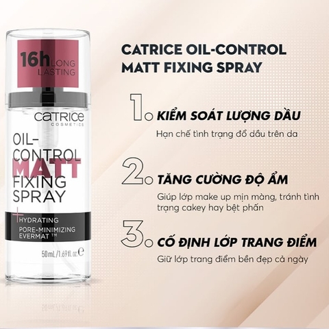Xịt Khoá Nền Kiềm Dầu Catrice Oil-Control Matt Fixing Spray 50ml