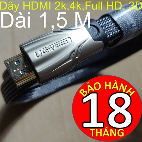 Cáp HDMI Ugreen 1,5m Nhập Khẩu 3D, 4K x 2K, HD1080P