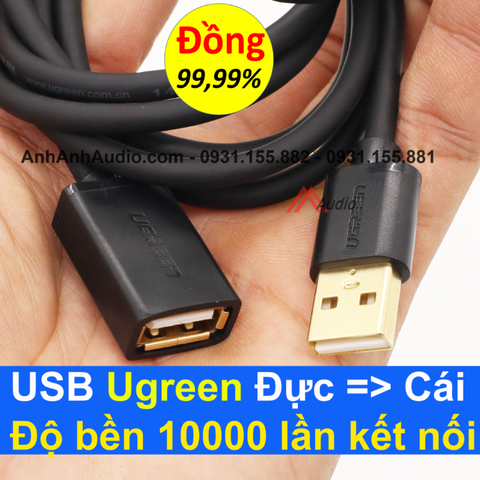 Dây USB - 2 đầu đực và cái dài 1 mét - Ugreen siêu tốt