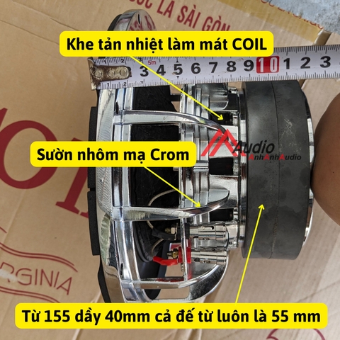 Loa Sub 25 NG1002 Gân cao su Từ 156*40 Coil 60.5 , 2 cầu đánh 2 hoặc 8 ôm