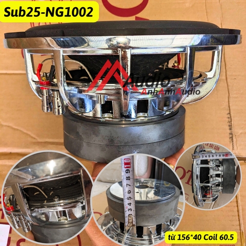 Loa Sub 25 NG1002 Gân cao su Từ 156*40 Coil 60.5 , 2 cầu đánh 2 hoặc 8 ôm