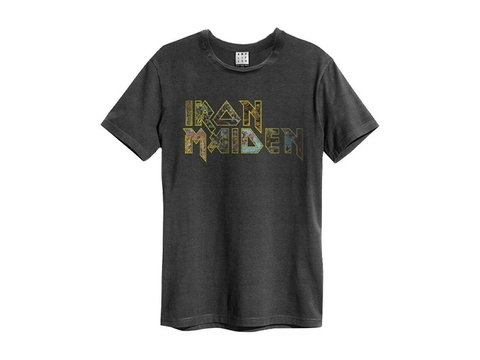IRON MAIDEN EDDIES LOGO AMPLIFIED VINTAGE CHARCOAL XX LARGE T SHI