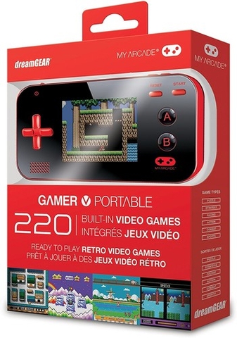 My Arcade DGUN-2889 Gamer V: Portable Handheld Gaming System - 220 Retro Games (Black, Red)