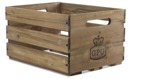 GPO Retro GPOLPC Cassa LP Record Wood Storage Case 100 Cap Tan (Large Item, Wood)