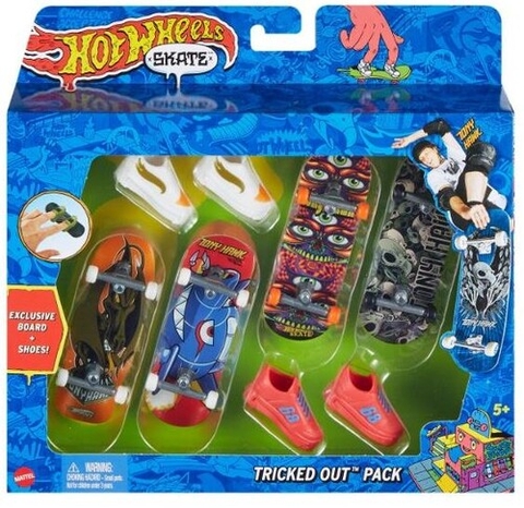 Mattel - Hot Wheels Skate Tony Hawk Tricked Out Pack, Fingerboard and Shoes (Large Item, Toy Car)
