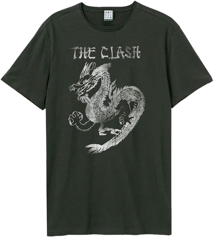 CLASH - NEW DRAGON AMPLIFIED XX LARGE VINTAGE CHARCOAL T SHIRT