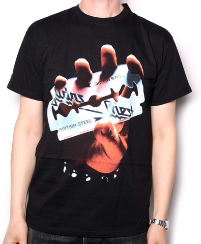 JUDAS PRIEST BRITISH STEEL AMPLIFIED VINTAGE CHARCOAL SMALL T SHI