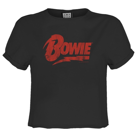 DAVID BOWIE - LOGO AMPLIFIED X LARGE VINTAGE CHARCOAL T SHIRT