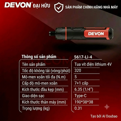 [Order] Tô vít điện Devon 5617-4v