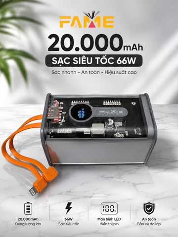 [Instock] PIN DỰ PHÒNG LÕI 21700, 20.000MAH HIỆU FAME (Kho đối tác)