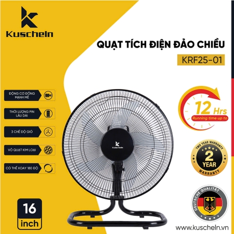 [Instock] Quạt sàn tích điện Kuscheln KRF25-01 , 05 cánh 16inch,  pin 12.000maH (Kho đối tác)
