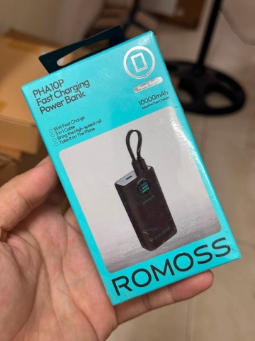 [Instock] PIN DỰ PHÒNG ROMOSS PHA10P 10.000MAH 35W, LÕI PIN 21700 (Kho đối tác)
