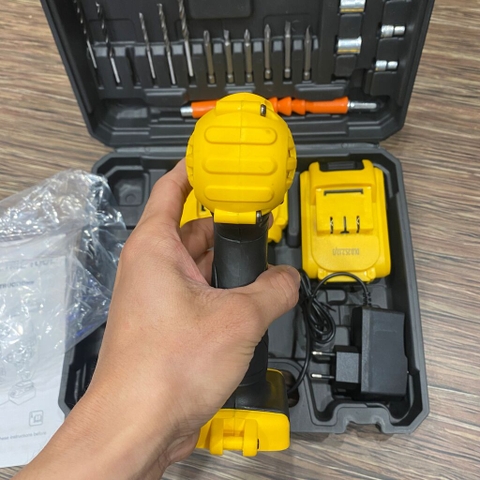 [Instock]  Máy khoan không dây DUNLANDI (Hộp 24 chi tiết + 2 pin + máy)