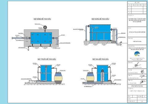 Mẫu thiết kế và bản vẽ lắp đặt chi tiết thiết bị tách dầu cho tổng kho xăng dầu, gara