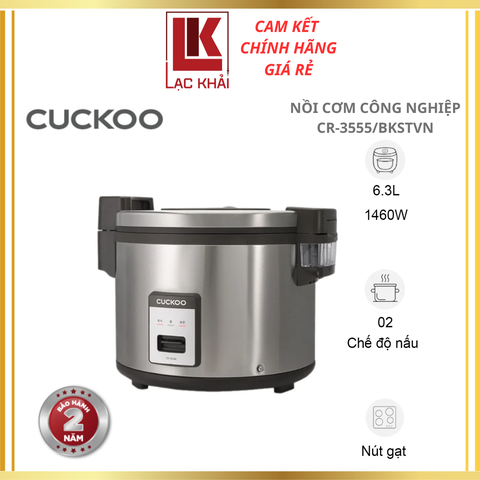 Nồi cơm điện công nghiệp 6,3L Cuckoo CR-3555, Màu đen - Hàng chính hãng, Bảo hành 24 tháng