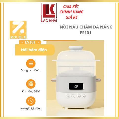 Nồi Nấu Chậm 1L ZOLELE ES101, Nấu Cháo, Hầm, Hấp, Chưng Yến