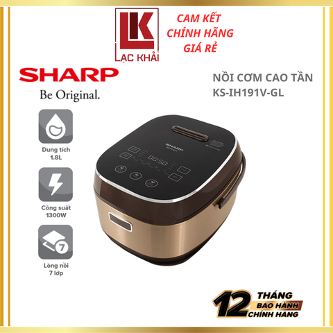 Nồi Cơm Điện Cao Tần Cảm Ứng Sharp 1.8L KS-IH191V-BK/GL/RD
