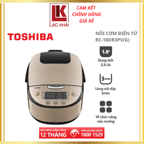 Nồi cơm điện tử Toshiba 1.8L RC-18DR3PV(G)