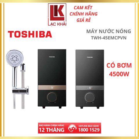 Máy nước nóng trực tiếp có bơm Toshiba 4500W TWH-45EMCPVN-CB (Xám / Đen)