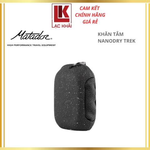Khăn tắm Matador NanoDry Trek_Black Granite móc khóa Size Nhỏ gấp gọn, Chất liệu vải Nano siêu nhẹ, thấm hút tốt