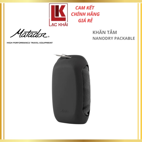 Khăn tắm Matador NanoDry_Charcoal viên con nhộng móc khóa Size Lớn gấp gọn, Chất liệu vải Nano siêu nhẹ, thấm hút tốt