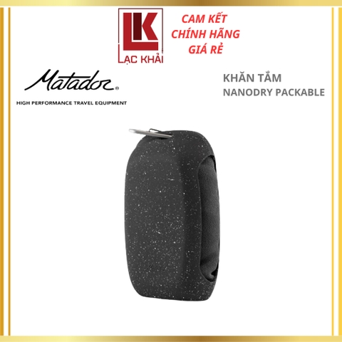 Khăn tắm Matador NanoDry_Black Granite viên con nhộng móc khóa Size Lớn gấp gọn, Chất liệu vải Nano siêu nhẹ, thấm hút tốt
