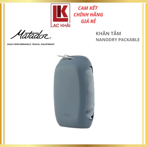 Khăn tắm Matador NanoDry_Slate Blue viên con nhộng móc khóa Size Lớn gấp gọn, Chất liệu vải Nano siêu nhẹ, thấm hút tốt