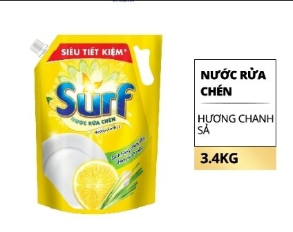 Nước rửa chén Surf hương chanh sả túi 3.4kg