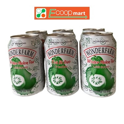 Trà bí đao Wonderfarm ít đường - lon 310ml