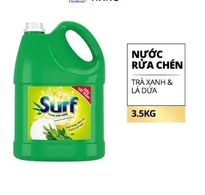 Nước rửa chén Surf hương trà xanh lá dứa can 3.5kg