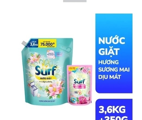 Combo Nước giặt Surf hương sương mai dịu mát 3.6kg tặng NG Surf TN 350g
