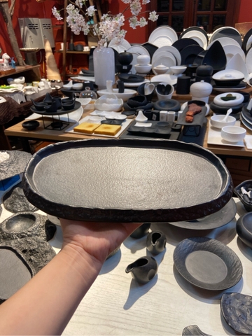 Đĩa oval VĐ 11.5inch đen méo C260