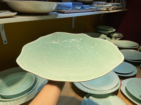 Đĩa cá 14inch xanh khảm