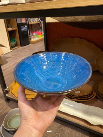 Tô xoè 18 x 5 x 7.3cm xanh viền nâu