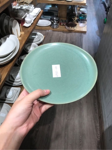 Dĩa 21x20cm xanh lá đậm trổ (matte)