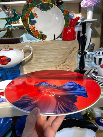 Đĩa bằng 12inch hoa đỏ