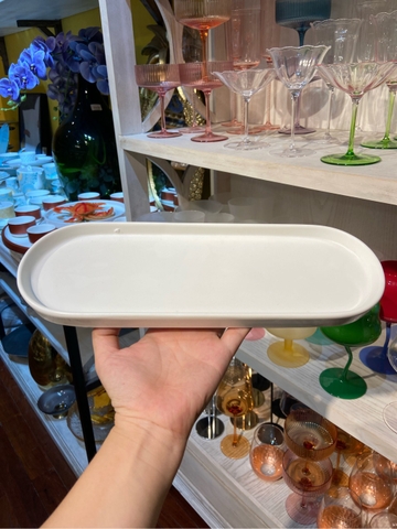 Đĩa oval dài trắng trơn 30*11 cm