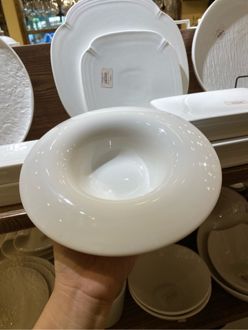 Đĩa soup 8inch vành cong trắng trơn