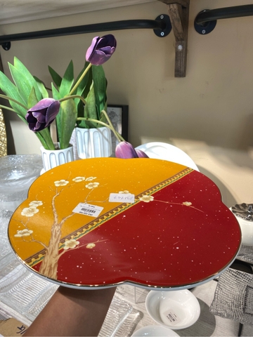 Đĩa hoa 4 cánh 12inch hoa đào