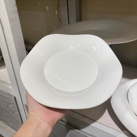 Đĩa nông trắng vành lượn