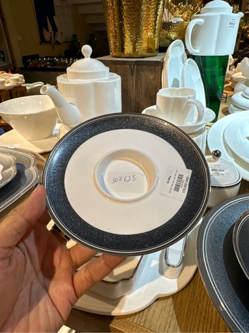 Đĩa kê chén soup ghi viền bạc