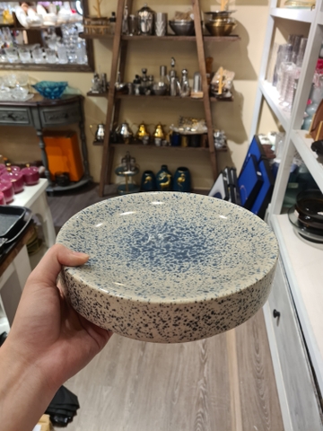 Khay tròn bằng 24 x 6 cm phun xanh