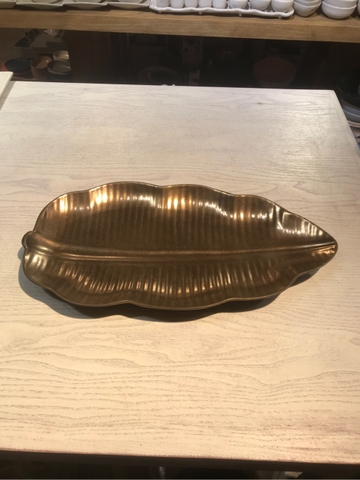 Dĩa lá chuối cạn 37cm (S1) Nâu đồng