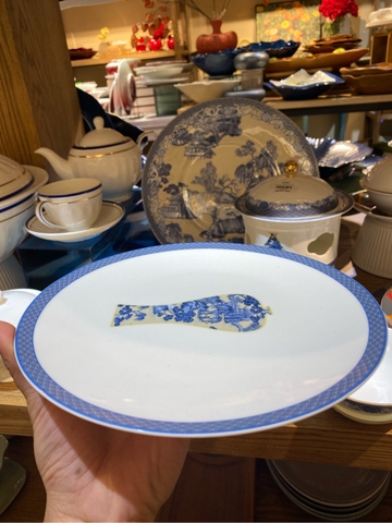 Đĩa nông 22cm Blue and white