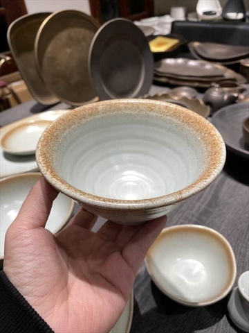 Chén cơm 12.4 x 6.2cm xanh ngọc viền nâu (matte)